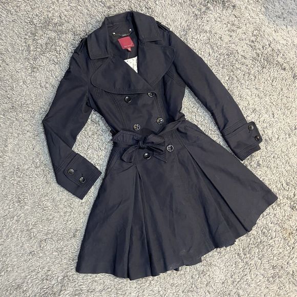 Ted Baker Navy Blue Belted Trench Coat Size 2 - Picture 1 of 16